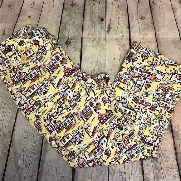 harold’s Printed Yellow Cropped / Ankle Pants - Picture 3 of 6